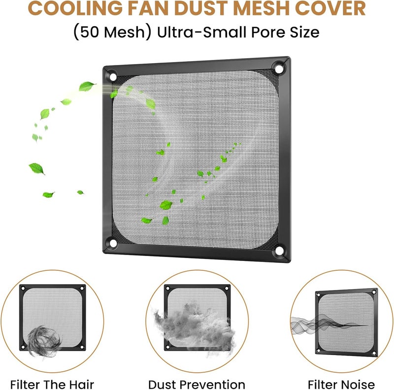 BaYiToo 4 Pcs Computer Fan Filter Grills, 120mm Aluminum Frame Stainless Steel Mesh Dustproof Cover with Screws for Computer Case, Black - Image 4